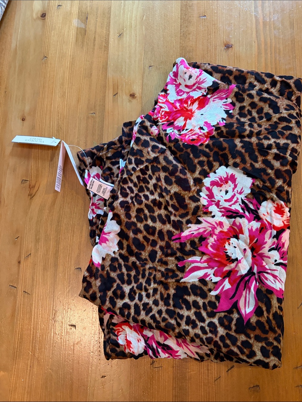 Leopard Floral Cover Up with Pink Bloom Print